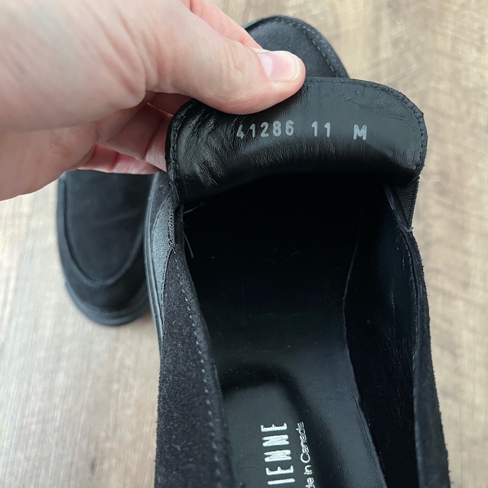 La CANADIENNE Black Suede Lug Sole Loafers - Picture 3 of 4